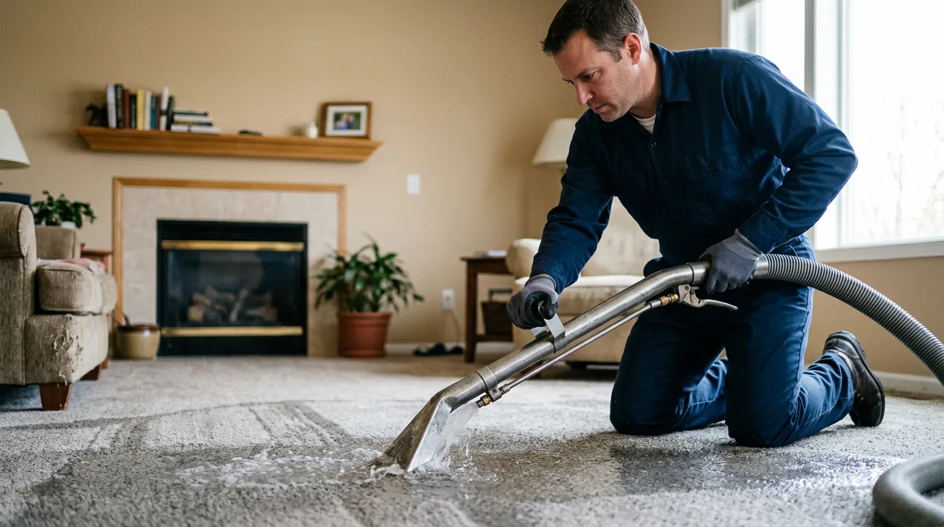 Water damage restoration technician working near Jefferson, OH